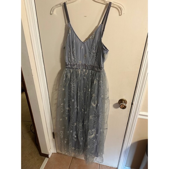 Stardust by The Oblong Box Shop Dresses & Skirts - Stardust by The Oblong Box Shop Celestial Tulle Midi Dress Blue Silver Star Smal